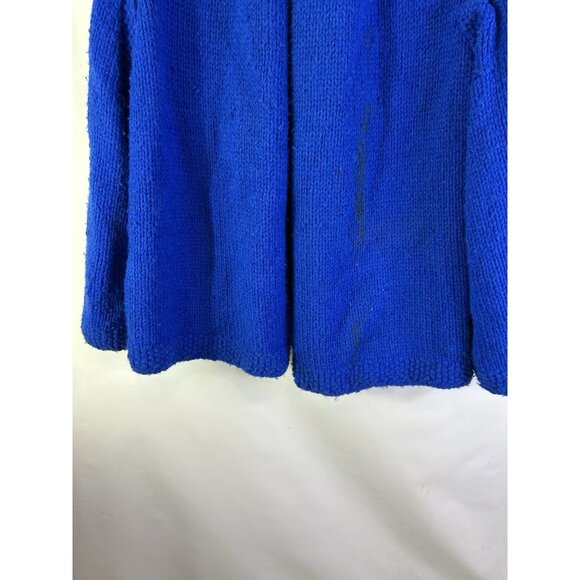 Vintage 70s Hand Knit Fair Isle Nordic Cardigan Sweater Cape Coat Rockabilly - Picture 2 of 8
